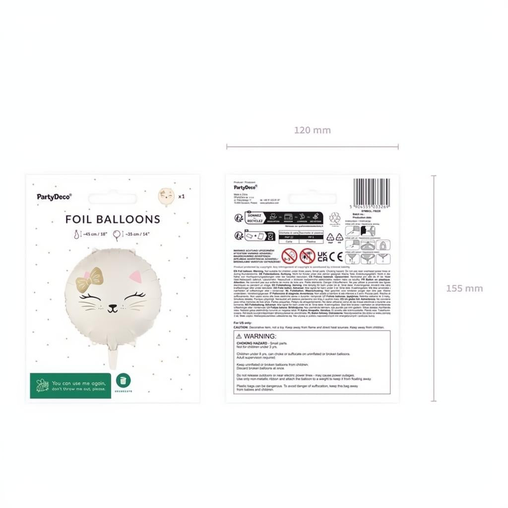 Folienballon Katze, 45 cm Geburtstag PartyDeco 4 fiestastore