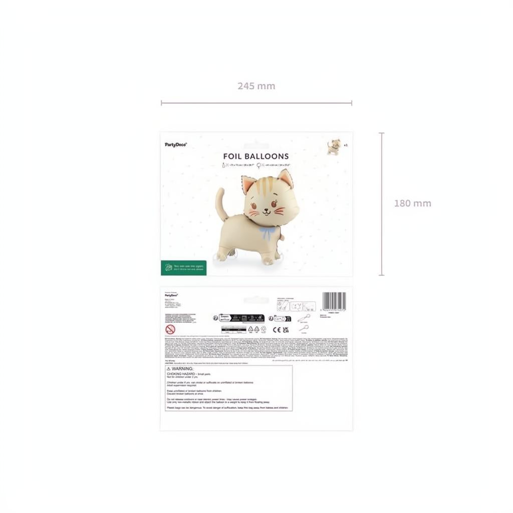 Folienballon Katze auf Rädern, 61x65 cm Folienballons PartyDeco 3 fiestastore