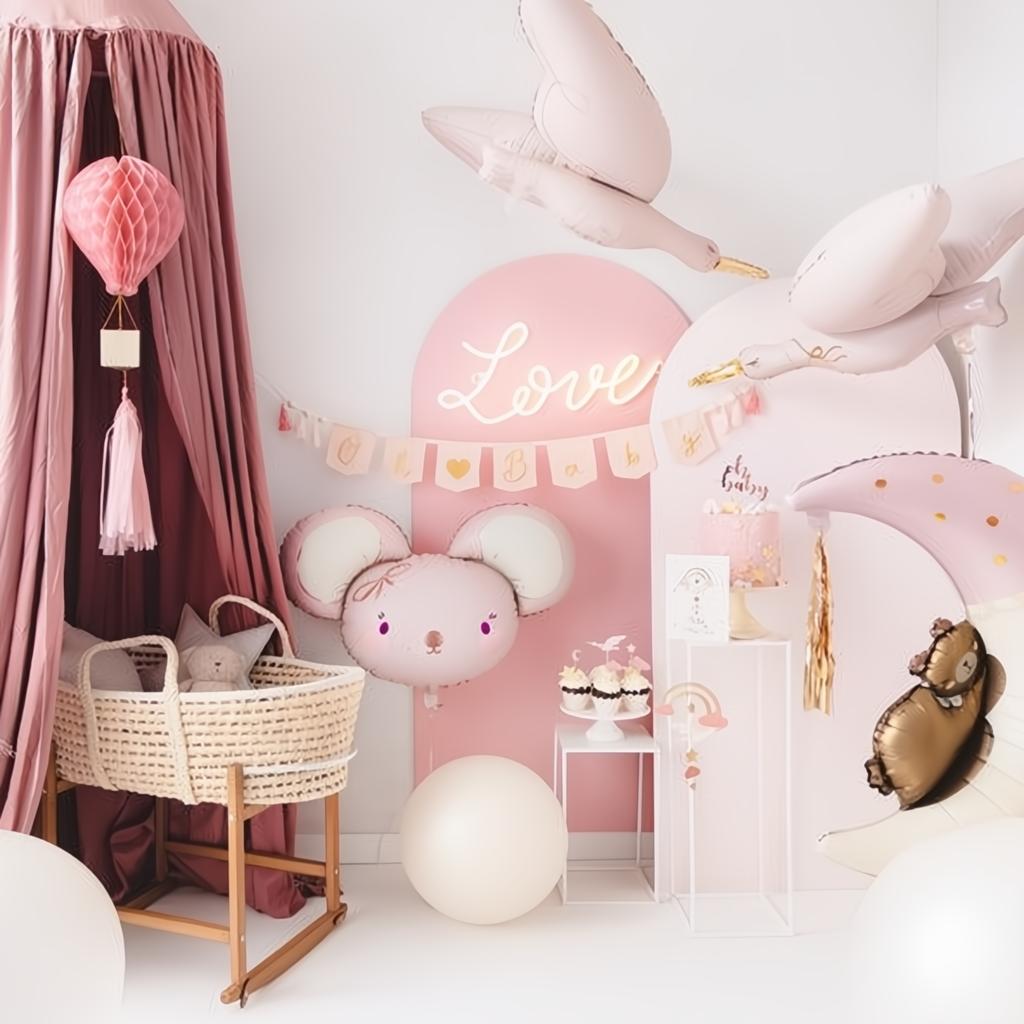 Folienballon Maus, 96x64 cm, hellrosa PartyDeco 3 fiestastore