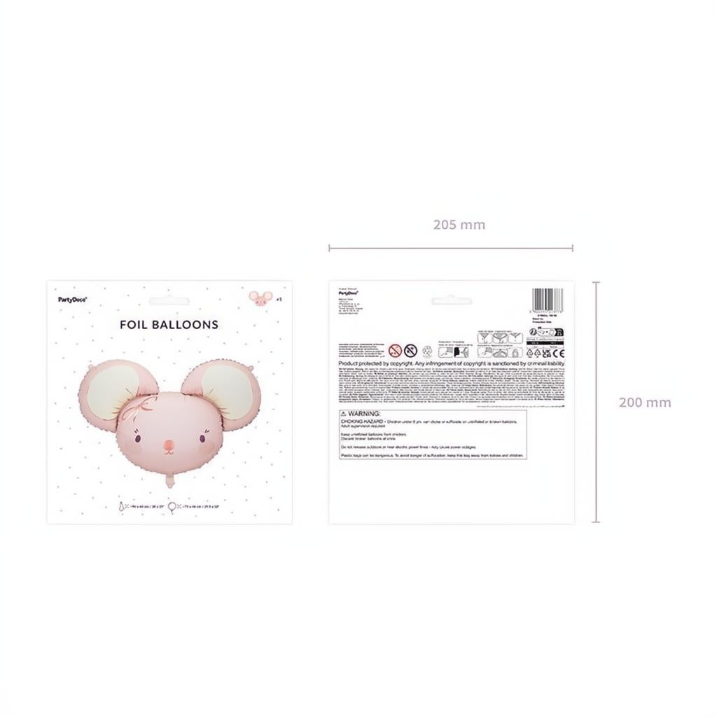 Folienballon Maus, 96x64 cm, hellrosa PartyDeco 4 fiestastore