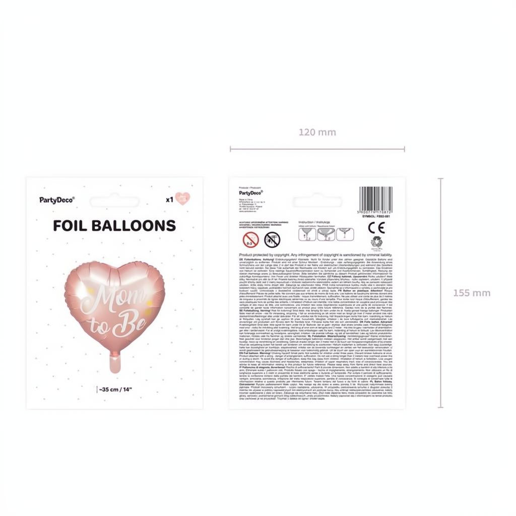Folienballon Mom to Be, 35cm, rosa PartyDeco 7 fiestastore