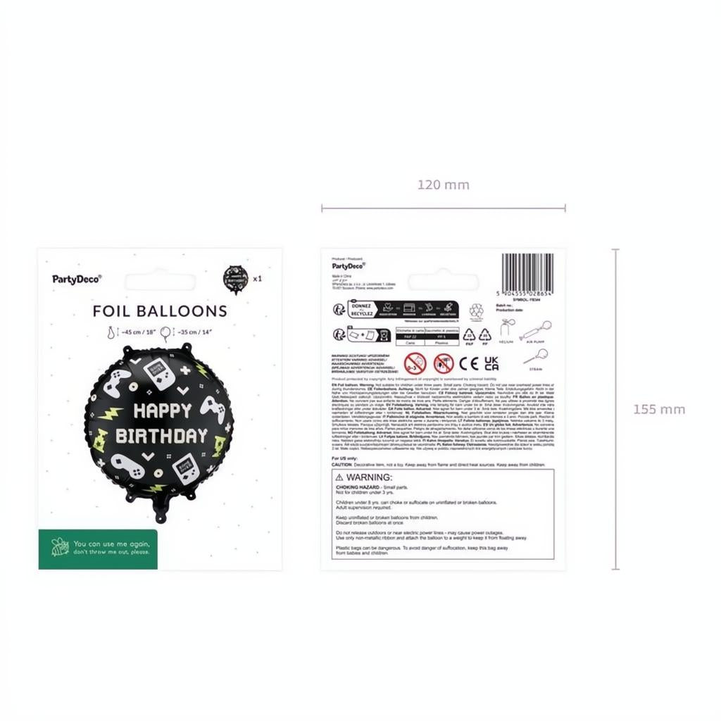 Folienballon Pastille Happy Birthday, 35x35 cm PartyDeco 3 fiestastore