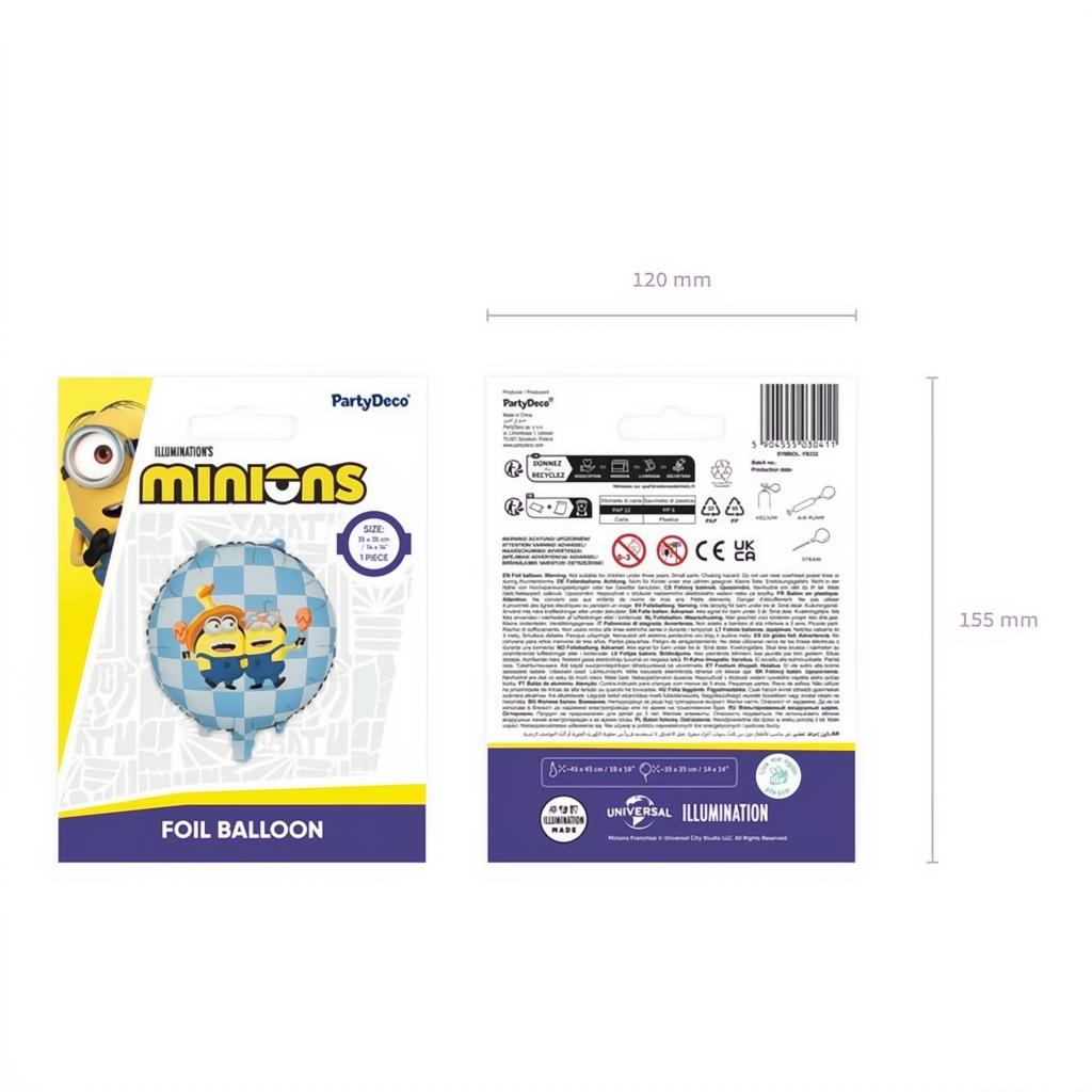 Folienballon Pastille Minions, 35x35 cm PartyDeco 5 fiestastore