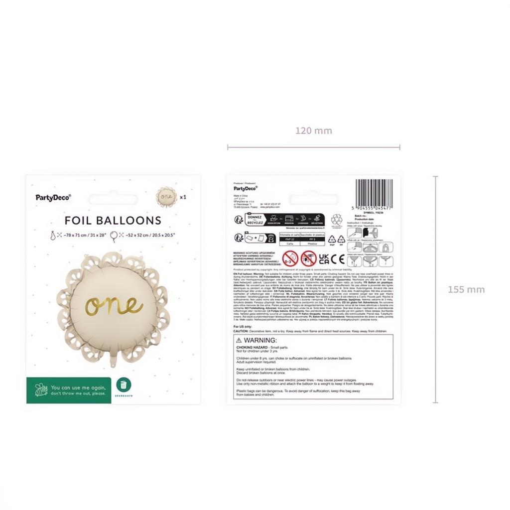 Folienballon Raute mit Rüsche One, 51,5x51,5 cm Gemischte Farbe PartyDeco 4 fiestastore