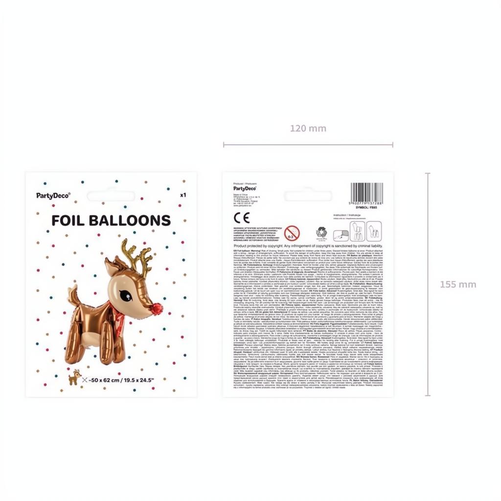Folienballon Rentier, 50x62cm PartyDeco 4 fiestastore