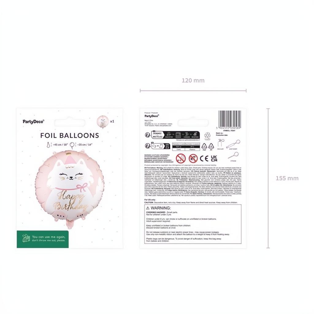 Folienballon Scheibe Kätzchen, 35x35 cm, sortiert Folienballons PartyDeco 4 fiestastore