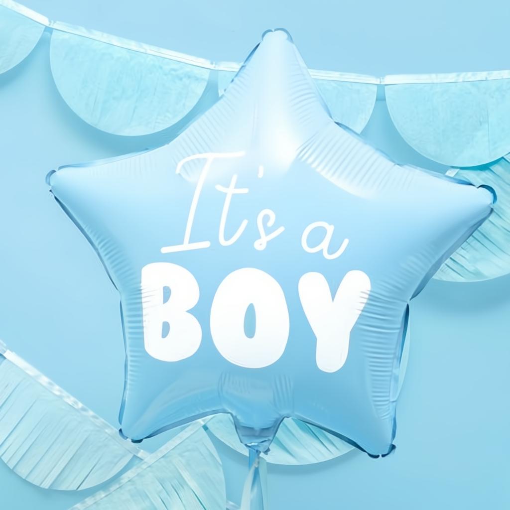 Folienballon Stern - It's a boy, 48cm, hellblau PartyDeco 2 fiestastore