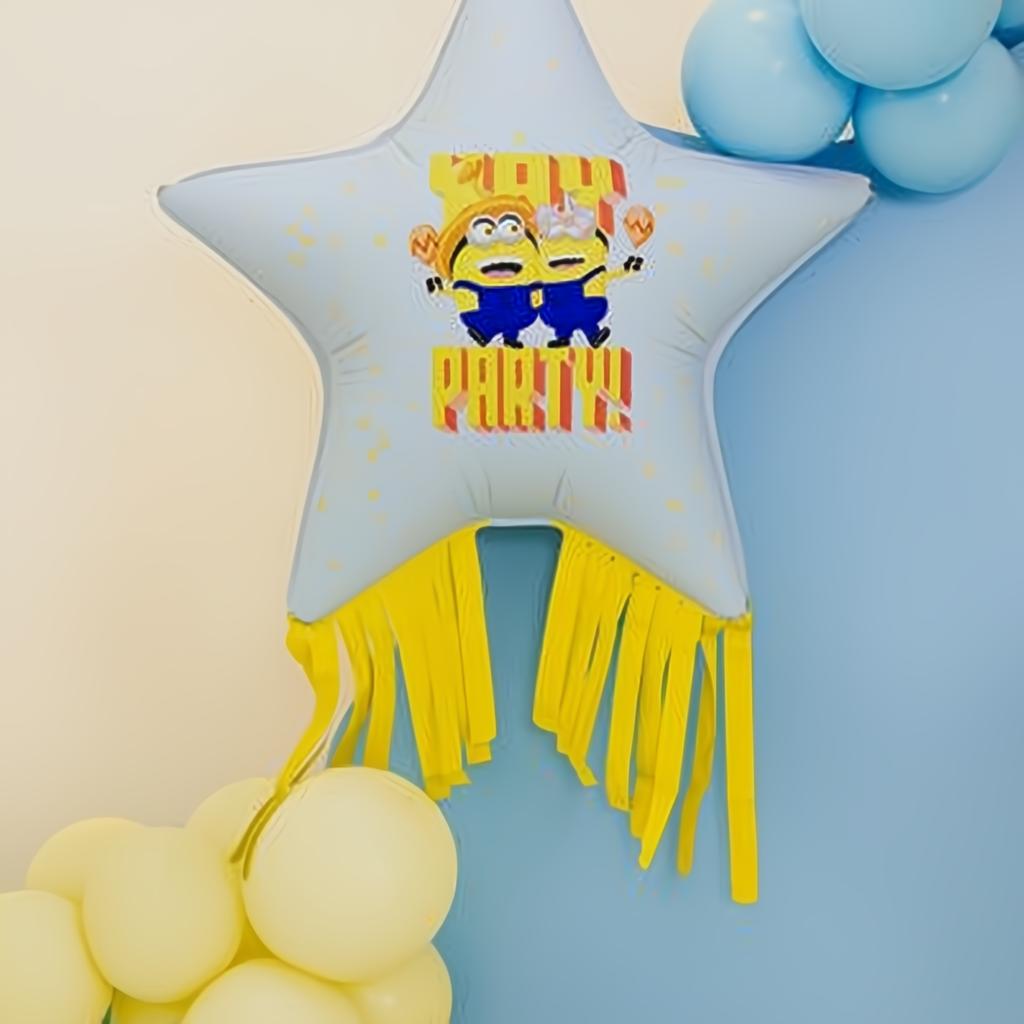 Folienballon Stern mit Quasten Minions, 72x72 cm PartyDeco 2 fiestastore