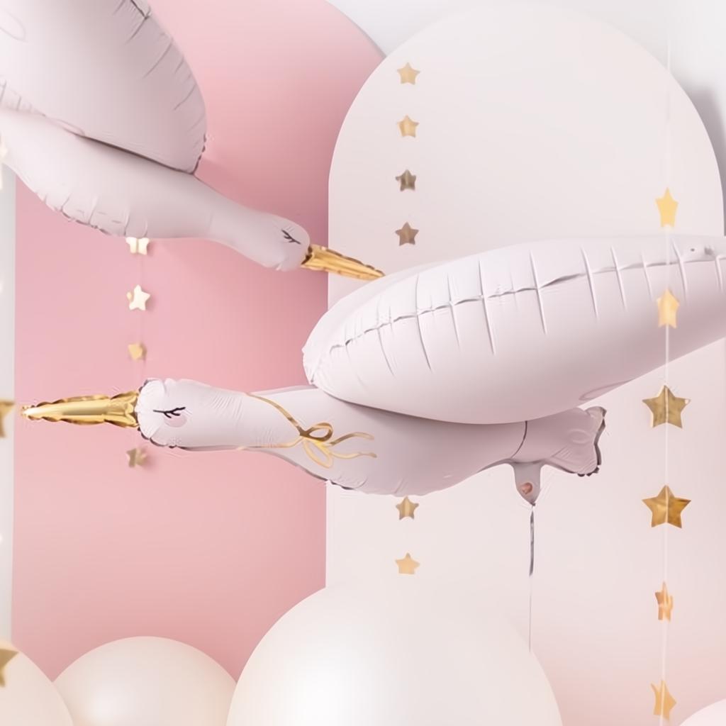 Folienballon Storch, 103x60 cm, hellrosa PartyDeco 2 fiestastore