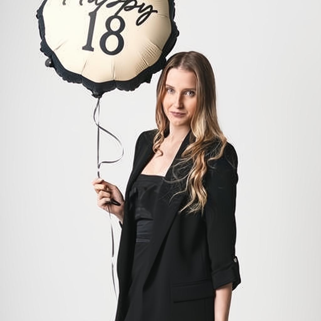 Folienballon Tablette Happy ''18'', 47.5x45 cm PartyDeco 4 fiestastore