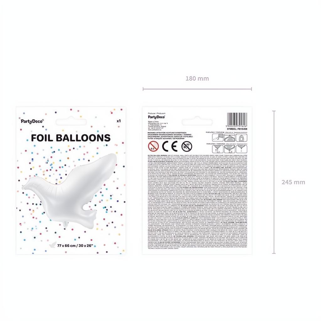Folienballon Taube, weiss, 77x66cm PartyDeco 6 fiestastore