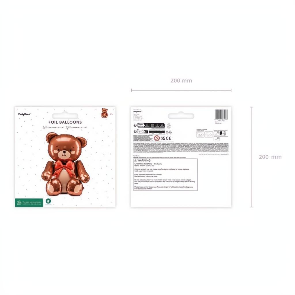 Folienballon Teddybär, 75x84cm Gemischte Farbe PartyDeco 7 fiestastore