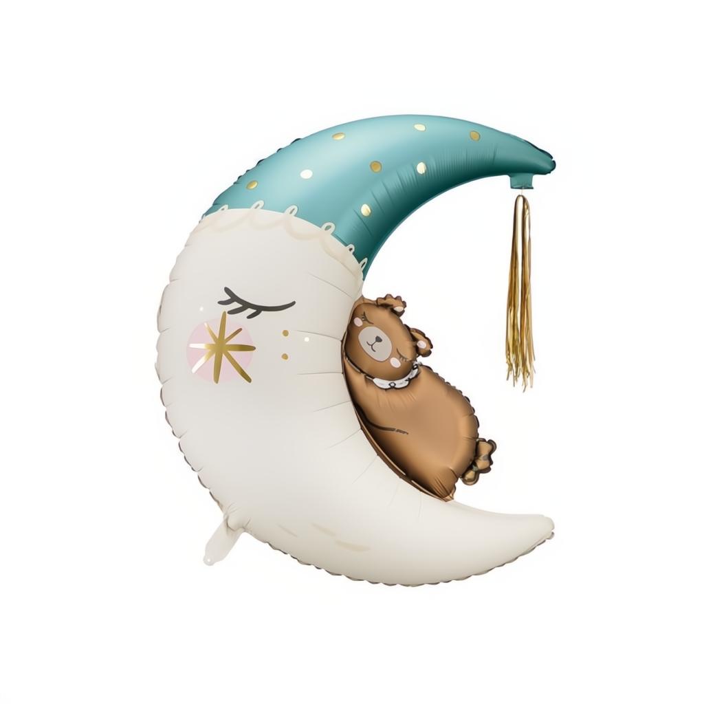 Folienballon Teddybär auf dem Mond, 80x98 cm PartyDeco 1 fiestastore