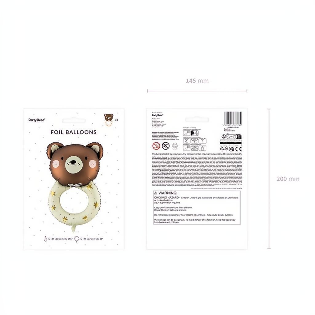 Folienballon Teddybär Rassel, 61x88 cm PartyDeco 8 fiestastore
