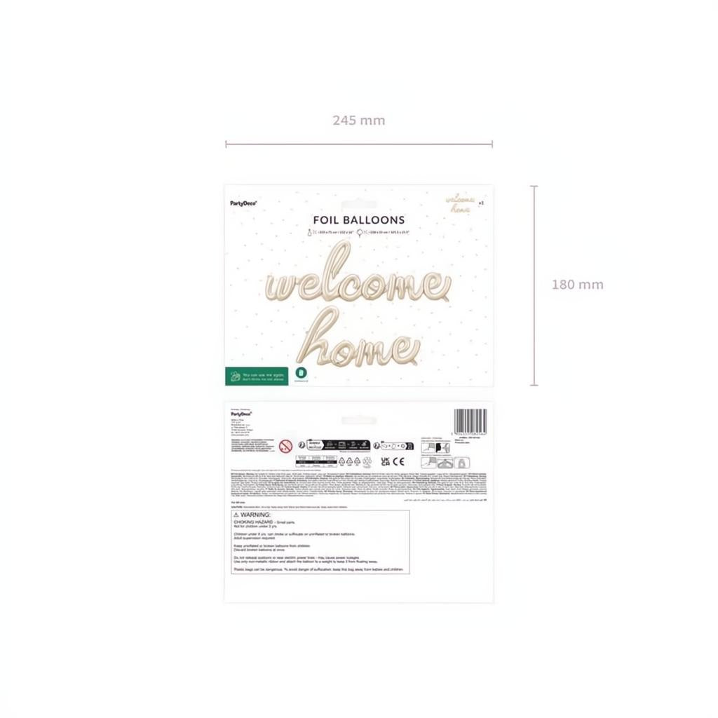 Folienballon Welcome Home, 335x71 cm, Cappuccino PartyDeco 4 fiestastore