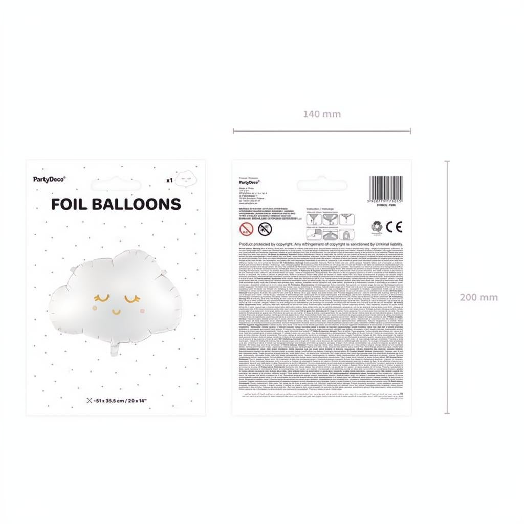 Folienballon Wolke, 51x35,5cm PartyDeco 5 fiestastore