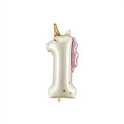 Folienballon Zahl ''1'' Einhorn, 93 cm PartyDeco 1 fiestastore