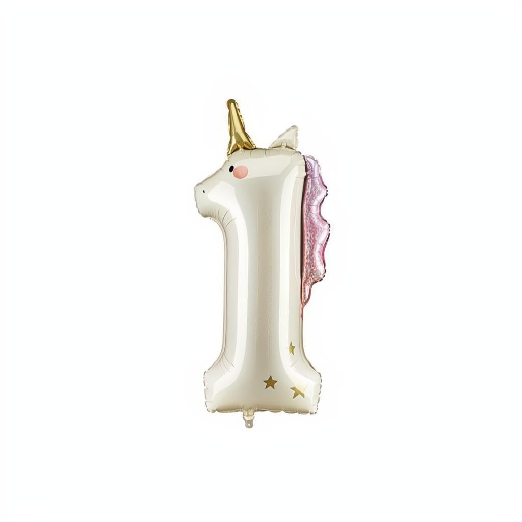 Folienballon Zahl ''1'' Einhorn, 93 cm PartyDeco 1 fiestastore