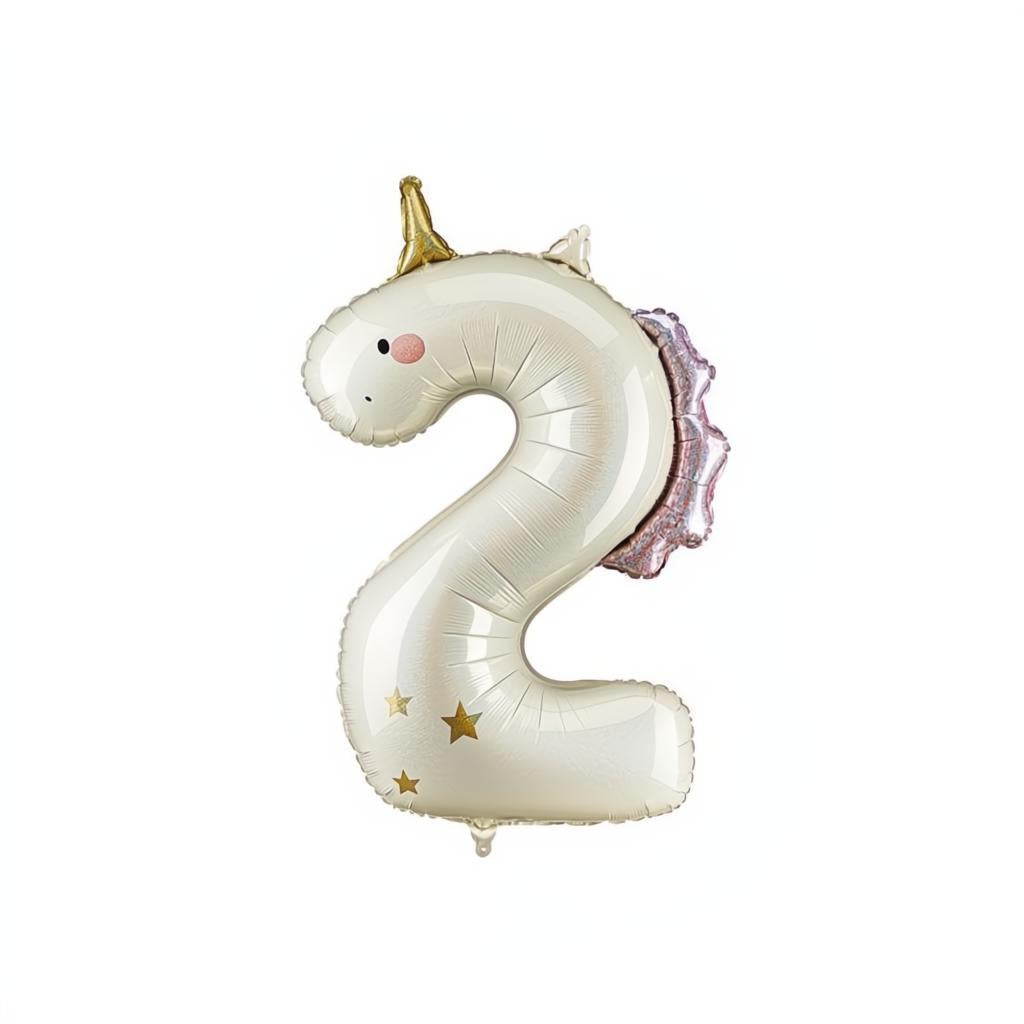 Folienballon Zahl ''2'' Einhorn, 93 cm PartyDeco 1 fiestastore