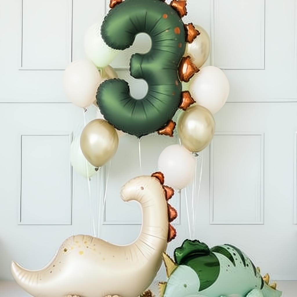 Folienballon Zahl ''3'' Dinosaurier, 92 cm Folienballons PartyDeco 2 fiestastore