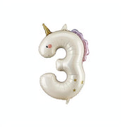 Folienballon Zahl ''3'' Einhorn, 93 cm PartyDeco 1 fiestastore