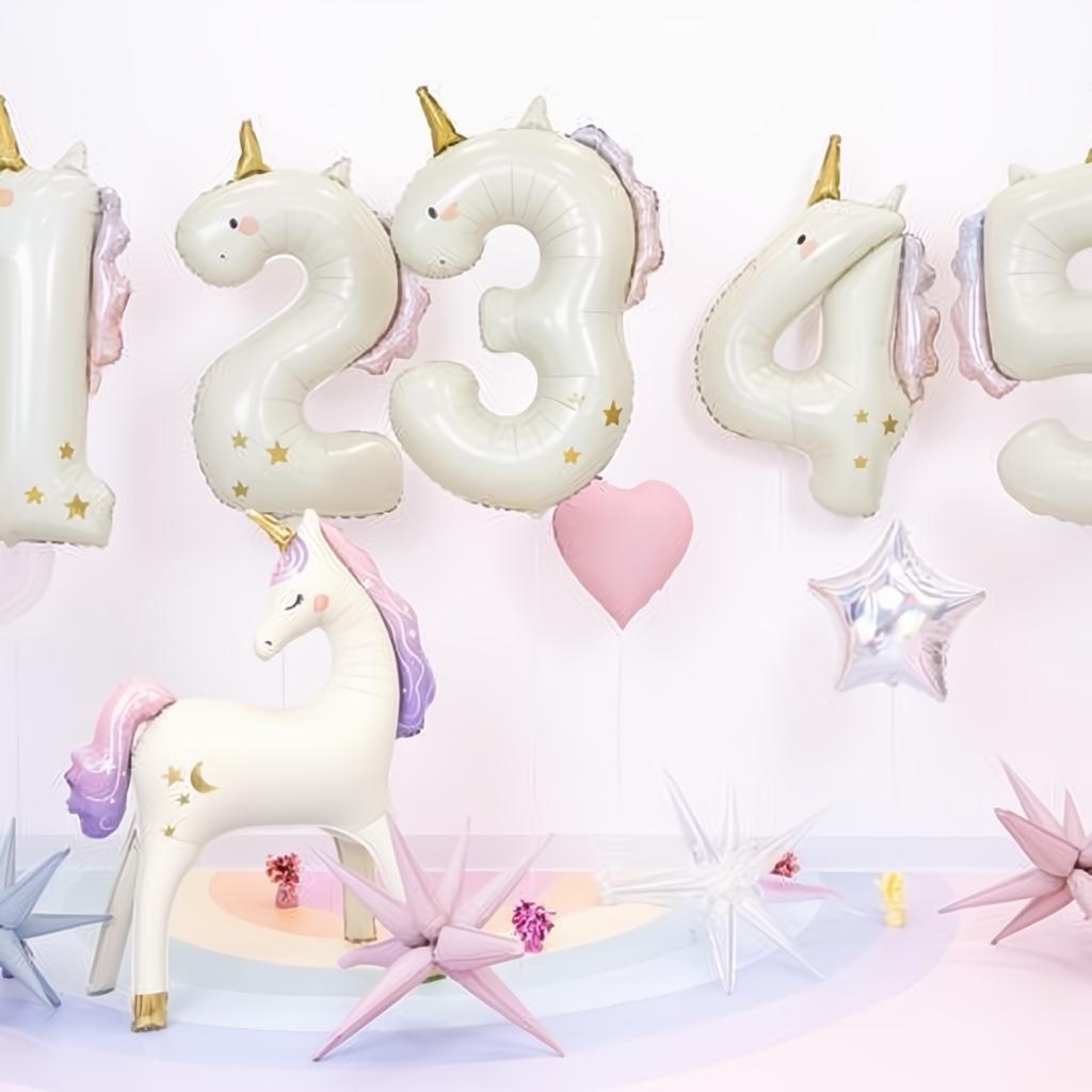 Folienballon Zahl ''3'' Einhorn, 93 cm PartyDeco 2 fiestastore