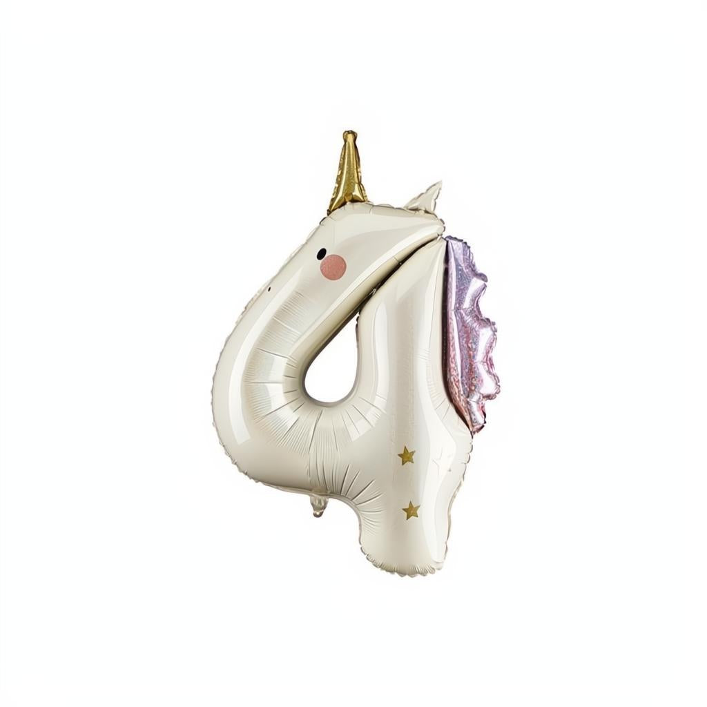 Folienballon Zahl ''4'' Einhorn, 93 cm PartyDeco 1 fiestastore