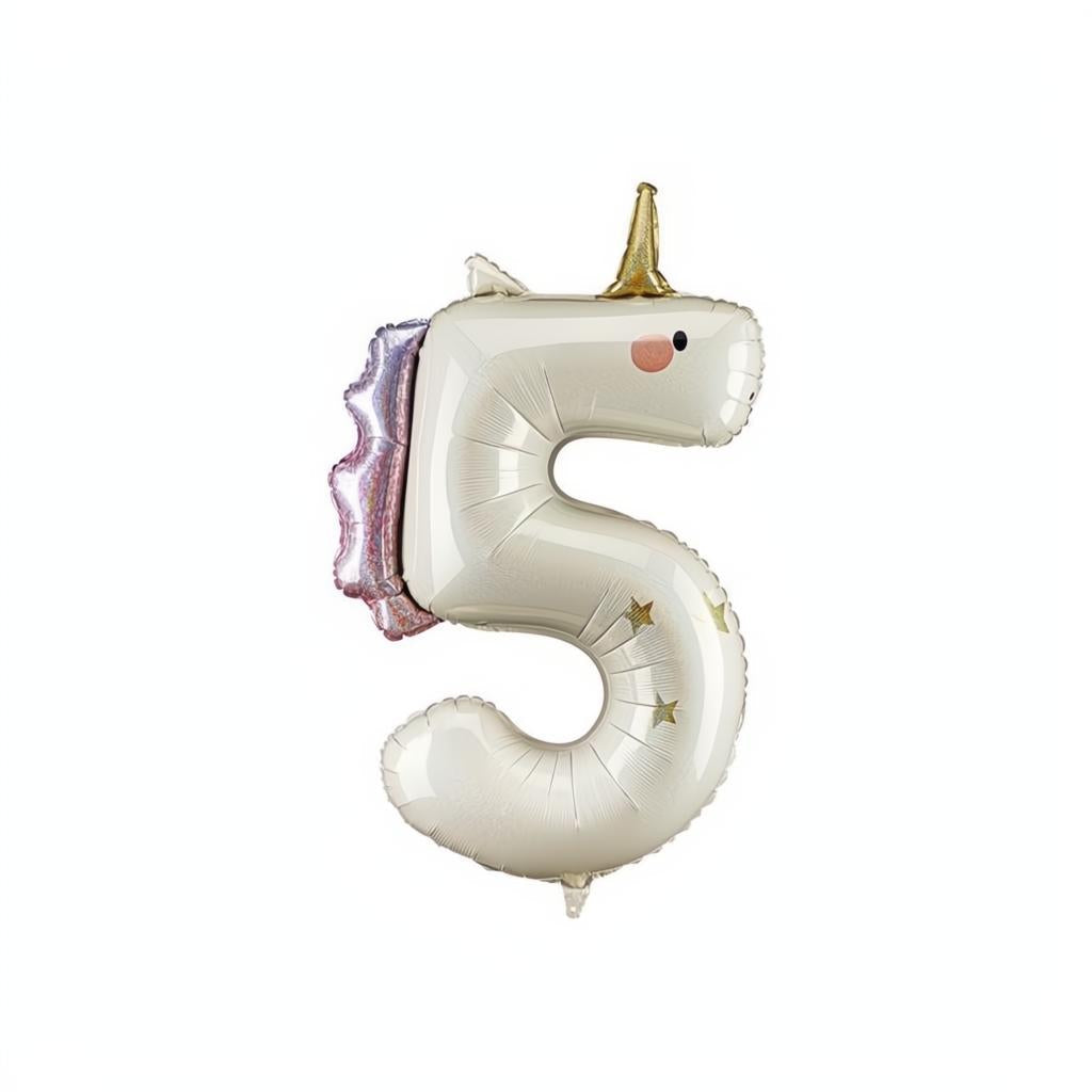 Folienballon Zahl ''5'' Einhorn, 93 cm PartyDeco 1 fiestastore