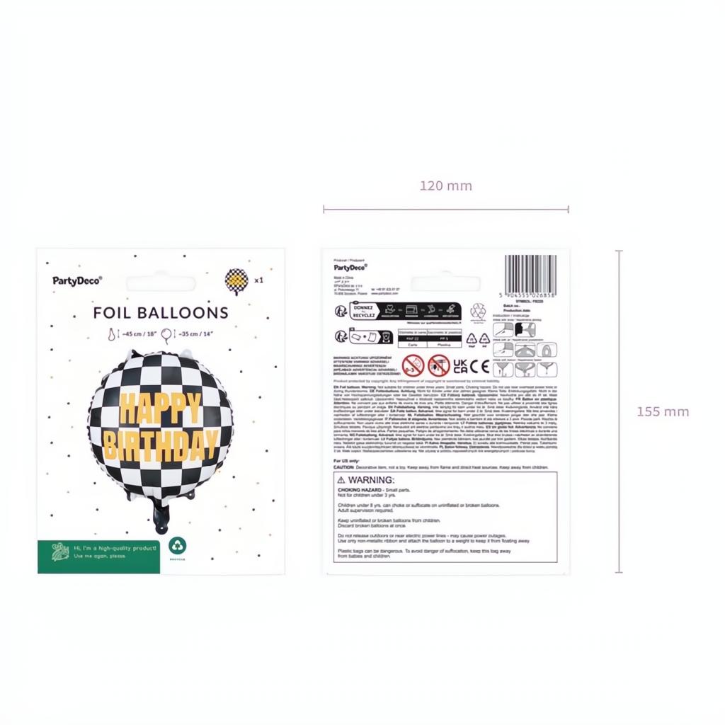Folienballon Zielflagge, 45 cm Folienballons PartyDeco 8 fiestastore