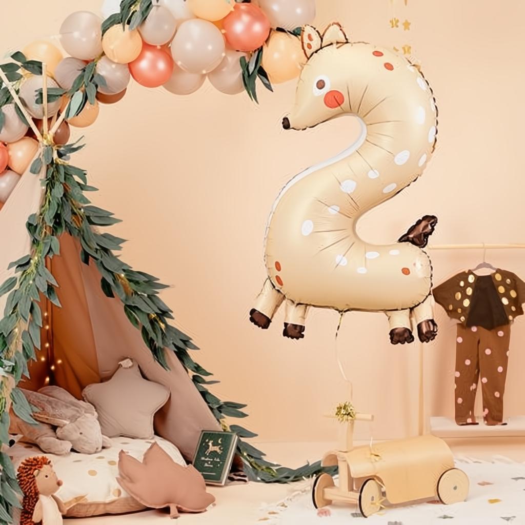 Folienballon Ziffer 2 - Reh, 65x102 cm Folienballons PartyDeco 4 fiestastore