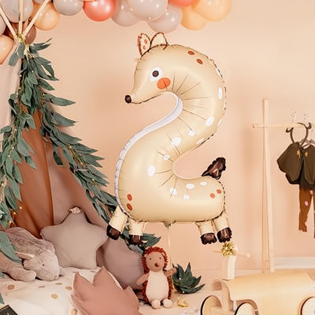 Folienballon Ziffer 2 - Reh, 65x102 cm Folienballons PartyDeco 6 fiestastore
