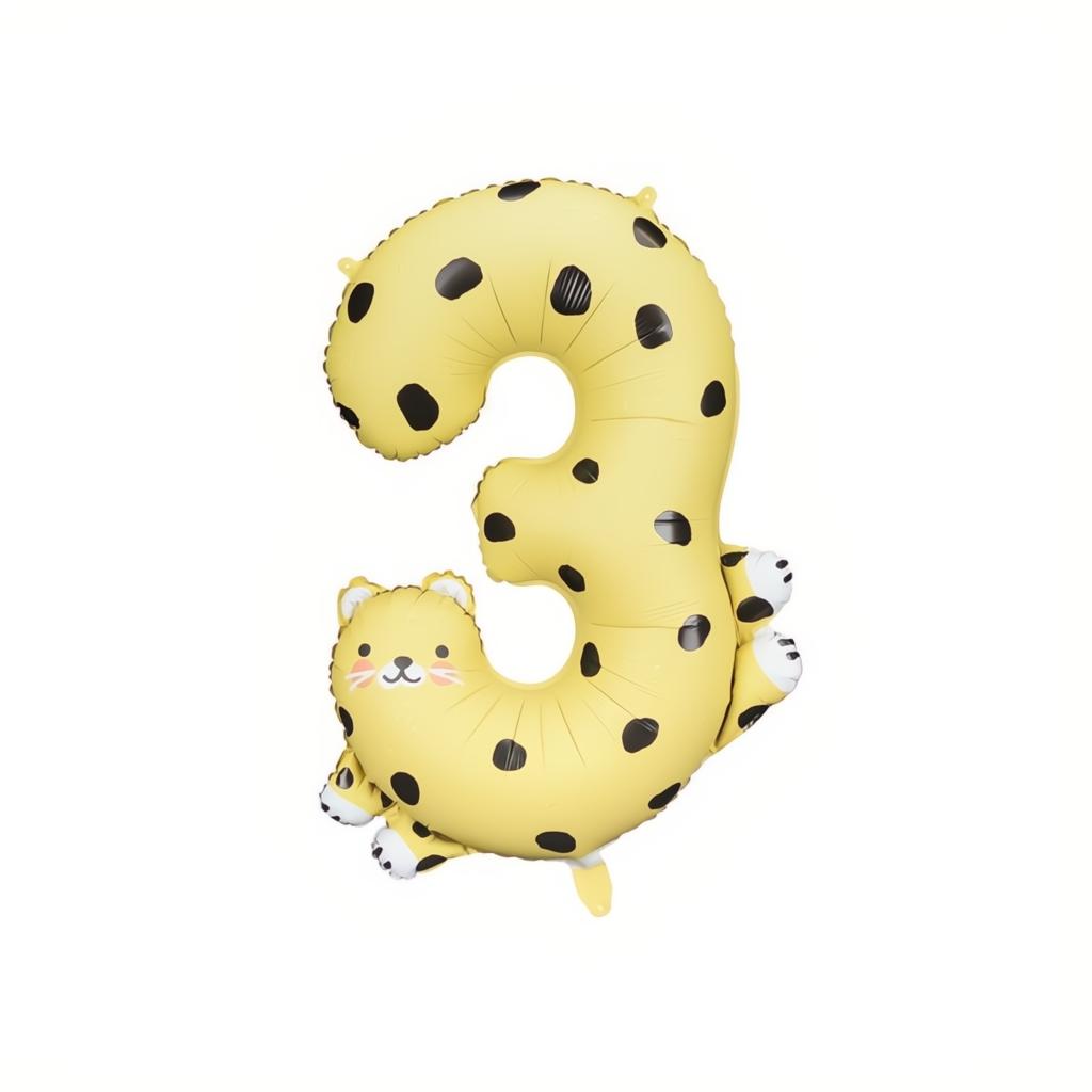 Folienballon Ziffer 3 - Gepard, 72.5x109 cm PartyDeco 1 fiestastore