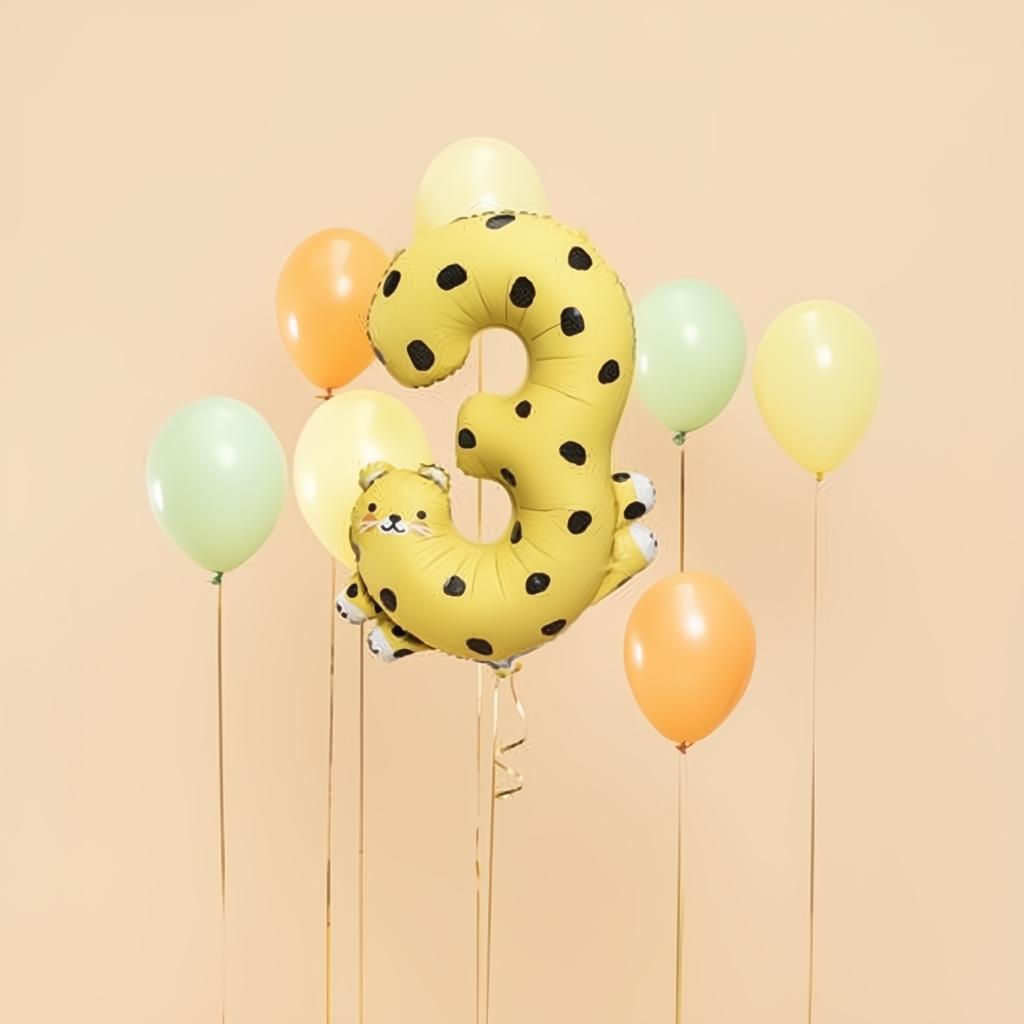 Folienballon Ziffer 3 - Gepard, 72.5x109 cm PartyDeco 2 fiestastore