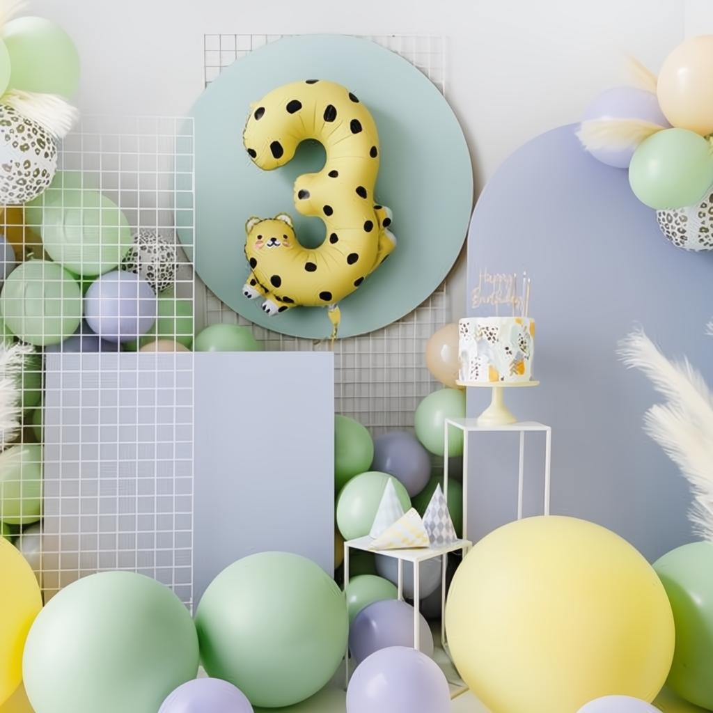 Folienballon Ziffer 3 - Gepard, 72.5x109 cm PartyDeco 4 fiestastore