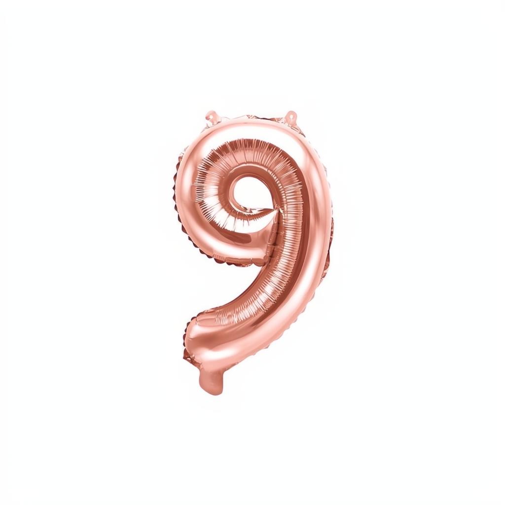 Folienballon Ziffer 35cm, roségold 0 bis 9 PartyDeco 10 fiestastore