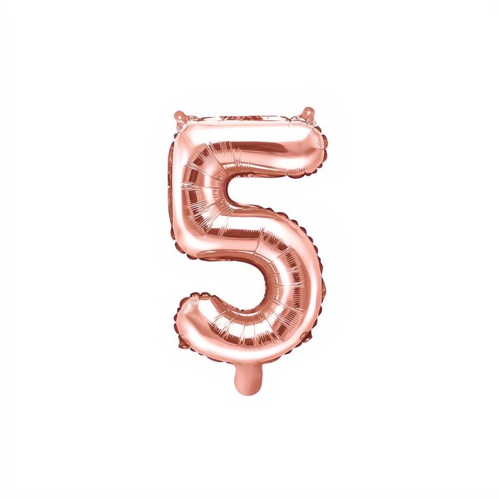 Folienballon Ziffer 35cm, roségold 0 bis 9 PartyDeco 6 fiestastore