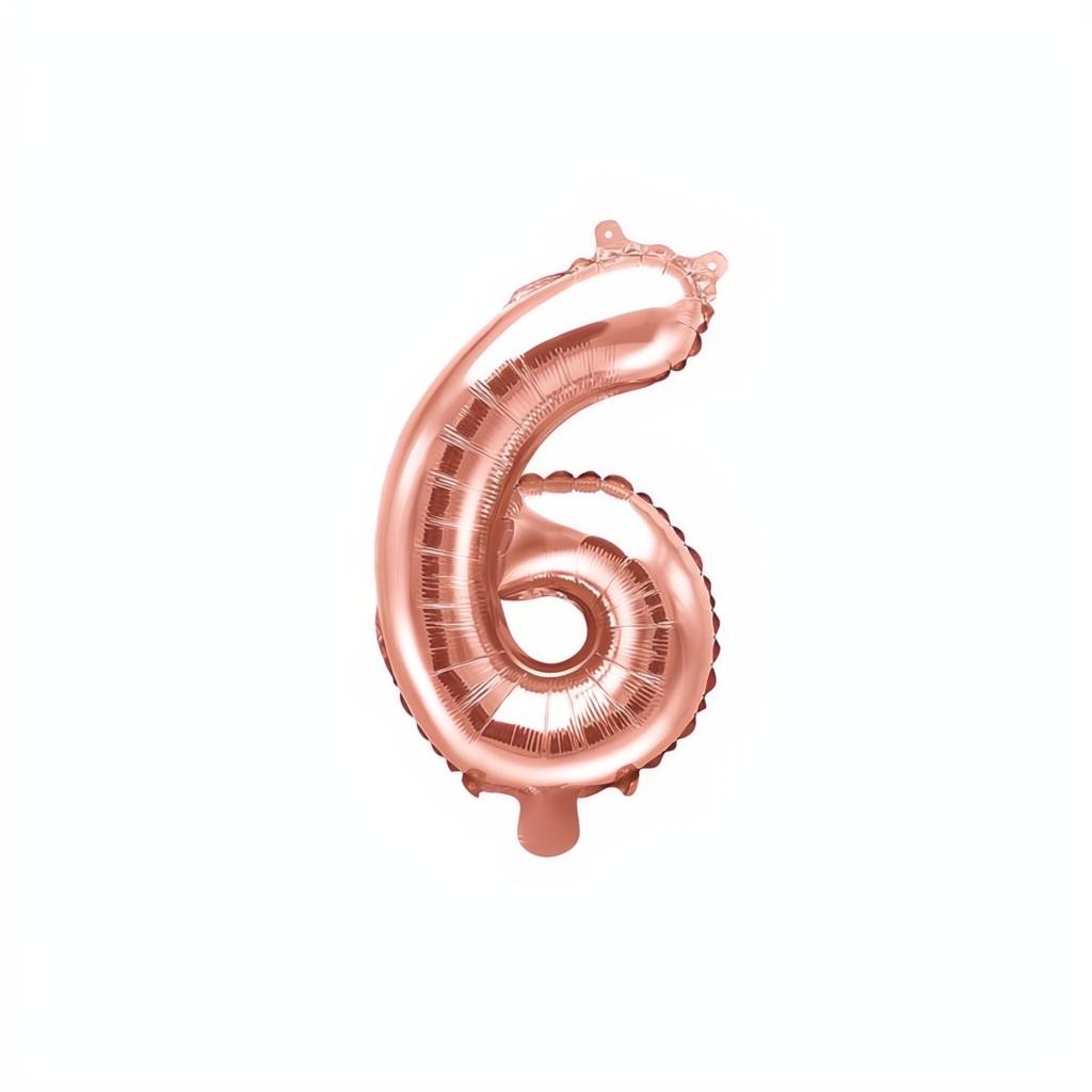 Folienballon Ziffer 35cm, roségold 0 bis 9 PartyDeco 7 fiestastore