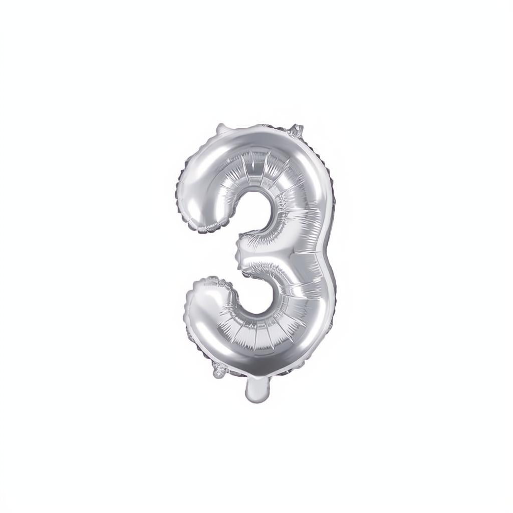 Folienballon Ziffer 35cm, silber PartyDeco 4 fiestastore