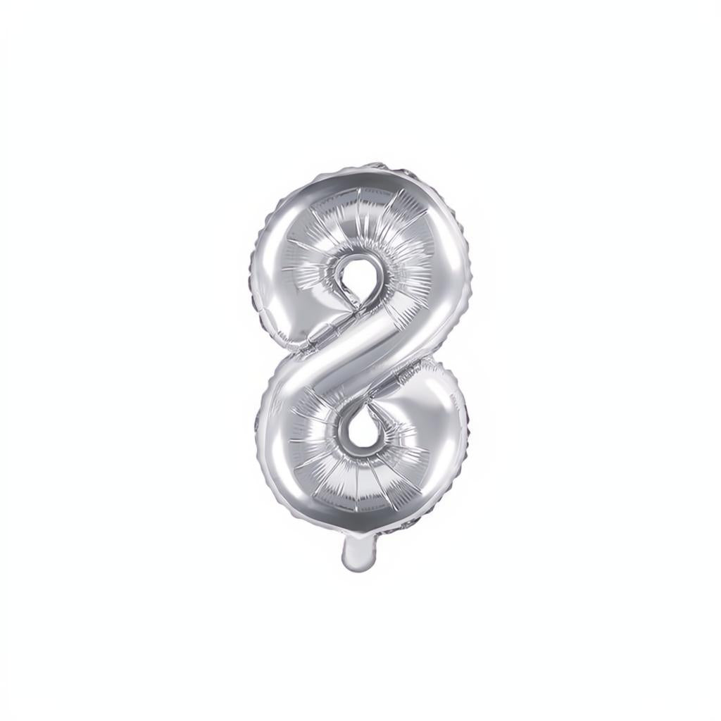 Folienballon Ziffer 35cm, silber PartyDeco 9 fiestastore