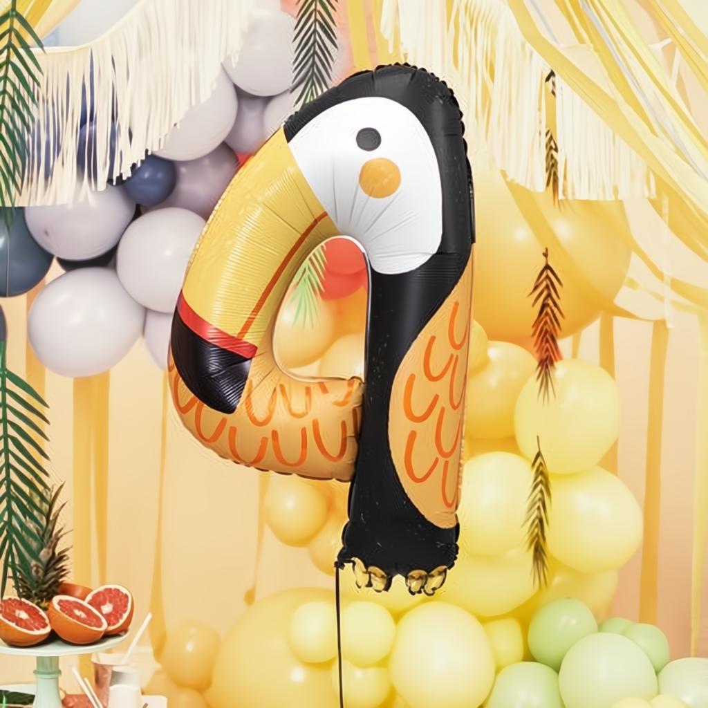 Folienballon Ziffer 4 - Tukan, 68x91 cm PartyDeco 4 fiestastore