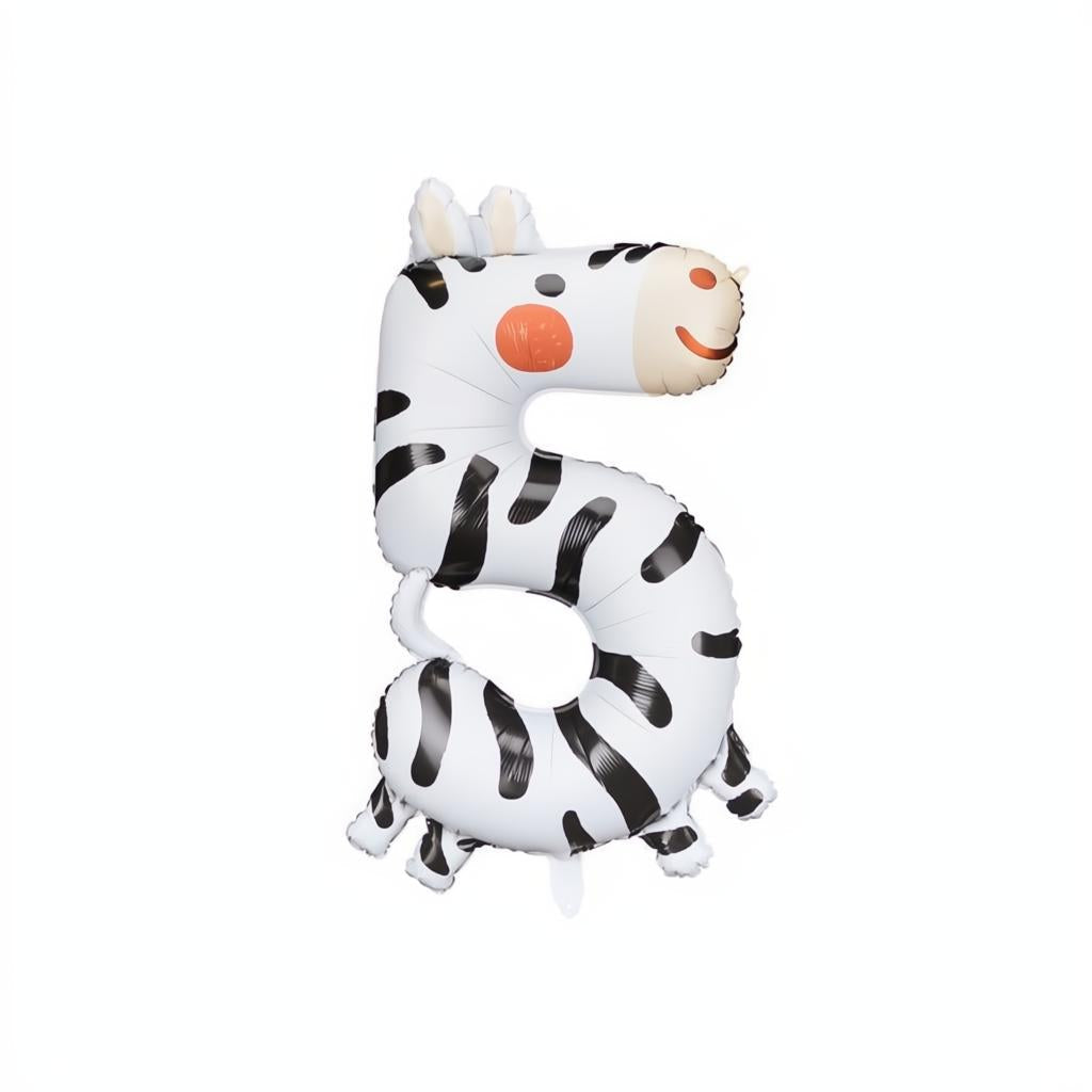 Folienballon Ziffer 5 - Zebra, 68x98 cm PartyDeco 1 fiestastore