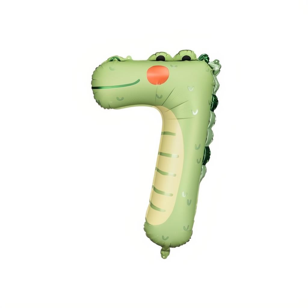 Folienballon Ziffer 7 - Krokodil, 56x85 cm PartyDeco 1 fiestastore