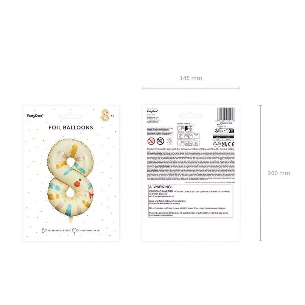 Folienballon Ziffer 8 - Schlange, 51x86 cm PartyDeco 4 fiestastore