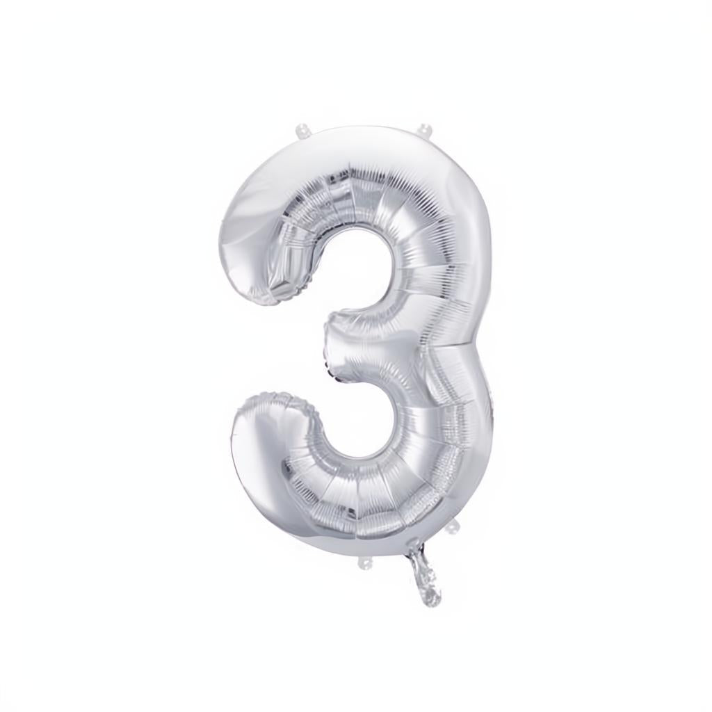 Folienballon Ziffer 86cm, Silber PartyDeco 4 fiestastore