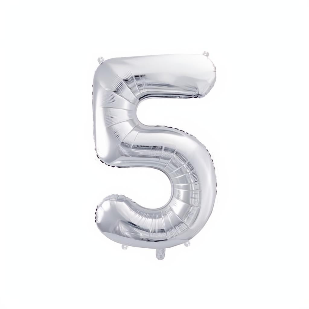 Folienballon Ziffer 86cm, Silber PartyDeco 6 fiestastore