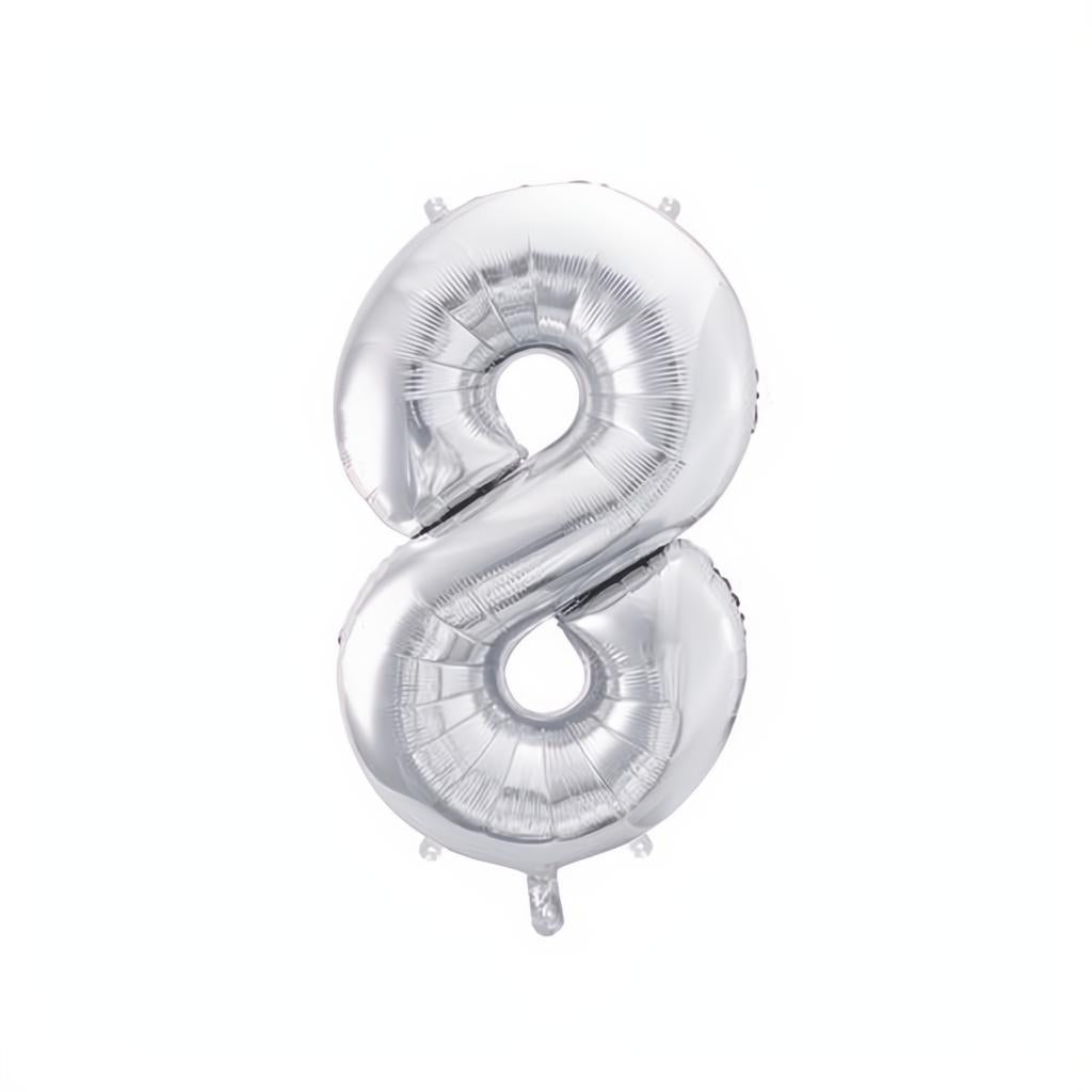 Folienballon Ziffer 86cm, Silber PartyDeco 9 fiestastore