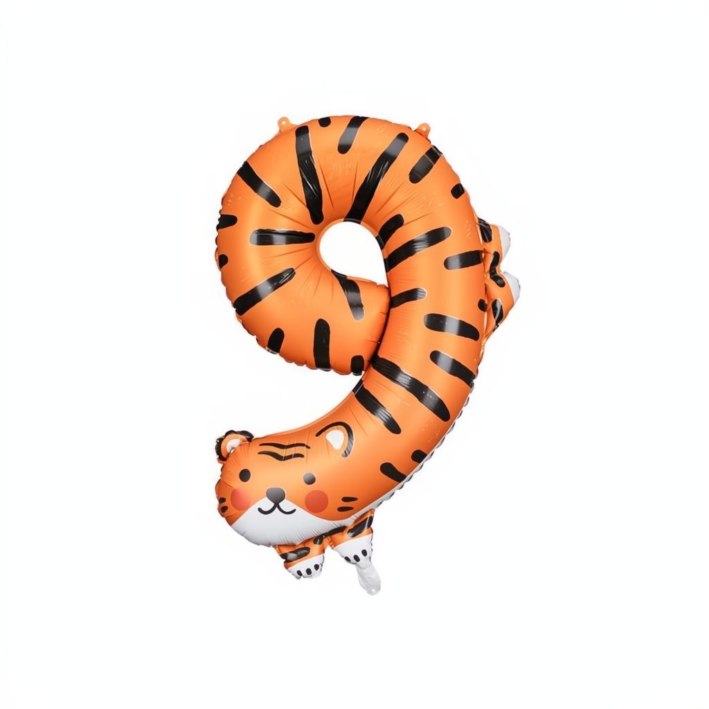 Folienballon Ziffer 9 - Tiger, 64x87 cm PartyDeco 1 fiestastore