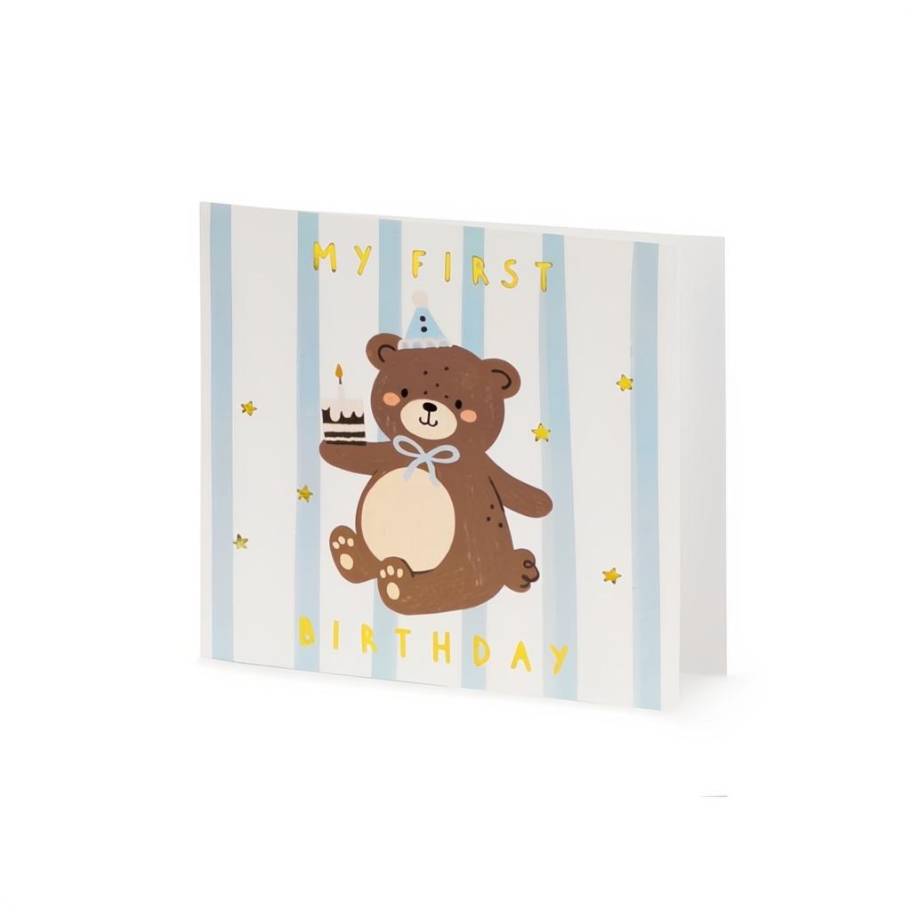 Geburtstagskarte Bär, 14x14 cm Umstandskarten PartyDeco 1 fiestastore