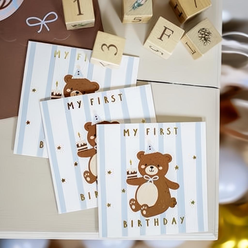 Geburtstagskarte Bär, 14x14 cm Umstandskarten PartyDeco 3 fiestastore