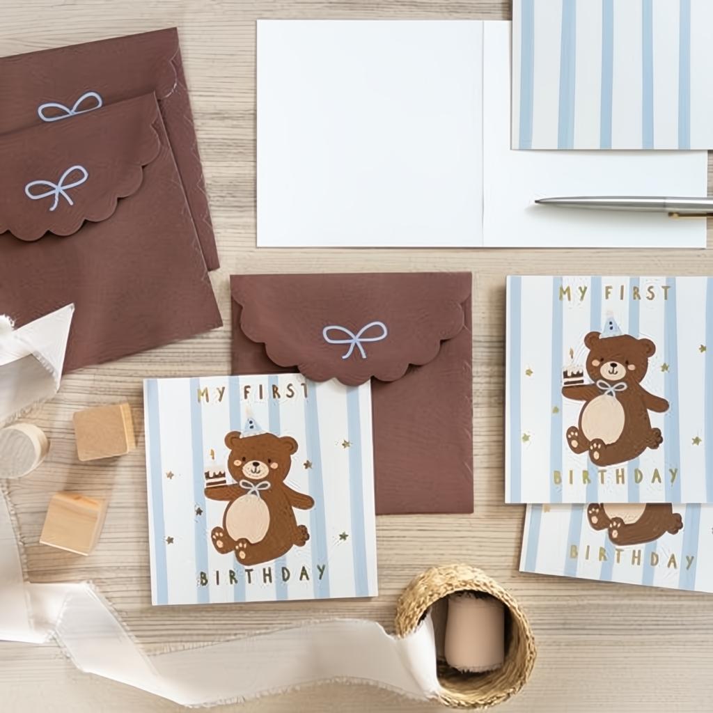 Geburtstagskarte Bär, 14x14 cm Umstandskarten PartyDeco 4 fiestastore